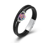 Hearbeingt Dog Paw Urn Bracelet for Ashes Braided Leather Cremation Jewelry for Ashes for Dog Cat Keepsake Bangle, 20cm, 22cm, 24cm, Stainless Steel, not