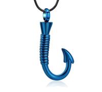 Hearbeingt Fish Hook Cremation Jewelry for Ashes Fishing Hook Urn Necklace for Ashes for Human Pet Stainless Steel Keepsake Pendant for Men Women, Stainless Steel, No Gemstone
