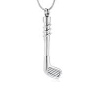 Hearbeingt Golf Clubs Cremation Jewelry for Ashes Urn Necklace Keepsake Urn Pendant Ashes Holder Stainless Steel Memorial Urn Necklace for Women Men, Stainless Steel, No Gemstone