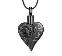 Hearbeingt Heart Urn Necklace for Ashes for Women Cremation Jewelry Butterfly Ashes Pendant for Human/Pet Keepsake Urn Locket of Loved Ones, Stainless Steel, No Gemstone