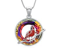 Hearbeingt Hummingbird Cremation Jewelry Circle of Life Eternity Urn Ashes Necklace for Women Men Crystal Memorial Pendant Ash Jewelry of Loved One, Stainless Steel, No Gemstone