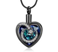 Hearbeingt Moon Star Urn Necklace for Ashes Crystal Heart Cremation Jewelry