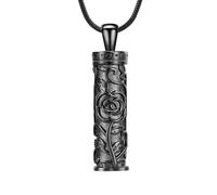 Hearbeingt Rose Flower Urn Necklace for Ashes Cylinder Cremation Jewelry Pendant for Human/Pet Cremation Ash Pendant Loved One Memorial Jewelry, Stainless Steel, No Gemstone