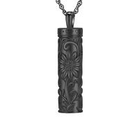 Hearbeingt Sunflower Urn Necklaces for Ashes Cylinder Bar Cremation Jewelry for Ashes for Women Men Cremation Keepsake Urn Pendant Memorial Lockets, Stainless Steel, No Gemstone