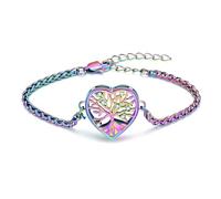 Hearbeingt Tree of Life Urn Bracelet Heart Cremation Jewelry Urn Bracelet for Human Ashes for Women Girls Cremation Jewelry for Ashes of Loved Ones, M, Stainless Steel, not
