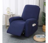 Hearda 1 Seater Jacquard Recliner Chair Cover, Recliner Slipcover for Electric Chair with Pockets, 4 Pieces Stretch Recliner Sofa Covers, Non-Slip Armchair Covers, Sofa Slipcovers Protector-Navy