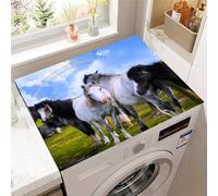 Hearda 3D Horse Print Washer and Dryer Top Protector Mat, Absorbent Washer Dryer Top Protector Mat Non-Slip Washing Machine Cover, for Kitchen Laundry Room Countertop Pad (Rainbow,50x60cm)