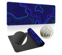 Hearda 3D Mouse Mat, Blue Lines Gaming Mouse Pad, Large Mouse Mat, Mousepad with Stitched Edges, Non-Slip Rubber Base Mouse Pads for Office & Home (600x300x3mm,Abstract 9)