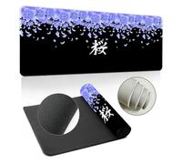 Hearda 3D Mouse Mat, Japanese Sakura Gaming Mouse Pad, Large Mouse Mat, Mousepad with Stitched Edges, Non-Slip Rubber Base Mouse Pads for Office & Home (700x300x3mm,Blue 1)