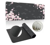 Hearda 3D Mouse Mat, Japanese Sakura Gaming Mouse Pad, Large Mouse Mat, Mousepad with Stitched Edges, Non-Slip Rubber Base Mouse Pads for Office & Home (Gray,700x300x3mm)