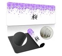 Hearda 3D Mouse Mat, Japanese Sakura Gaming Mouse Pad, Large Mouse Mat, Mousepad with Stitched Edges, Non-Slip Rubber Base Mouse Pads for Office & Home (600x300x3mm,Purple 2)