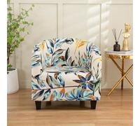 Hearda 3D Plant Print Tub Chair Covers 1 Piece, Soft Tub Chair Cover, Stretch Tub Chair Slipcover Breathable Tub Chair Armchair Cover Club Chair Cover for Dining Living Room Office (Leaves)