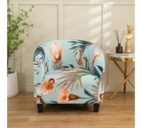 Hearda 3D Plant Print Tub Chair Covers 1 Piece, Soft Tub Chair Cover, Stretch Tub Chair Slipcover Breathable Tub Chair Armchair Cover Club Chair Cover for Dining Living Room Office (Green Leaves)