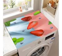 Hearda 3D Strawberry Washer and Dryer Top Protector Mat, Absorbent Washer Dryer Top Protector Mat Non-Slip Washing Machine Cover, for Kitchen Laundry Room Countertop Pad (Green Leaf,50x60cm)