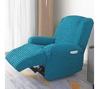 Hearda 4 Pieces Seersucker Stretch Recliner Chair Cover (Turquoise)