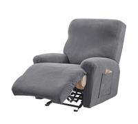 Hearda 4 Pieces Wavy Jacquard Recliner Chair Cover (Grey)