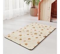 Hearda Absorbent Pet Food Mat, Cartoon Bone Pattern Pet Mats for Food Bowls Pet Feeding Mat Dog Bowl Mats Non Slip Quick Dry Water Dispenser Mat Durable Dog Food Placemat (45x60cm,Beige)