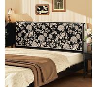 Hearda All-inclusive Dustproof Headboard Cover, Elastic Bed Protector Cover, Chinese Retro Style Soft Headboard, Slipcover Single/Double/King, Head Board for Bedroom Decor (Black,190cm)