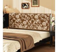 Hearda All-inclusive Dustproof Headboard Cover, Elastic Bed Protector Cover, Chinese Retro Style Soft Headboard, Slipcover Single/Double/King, Head Board for Bedroom Decor (Brown,150cm)