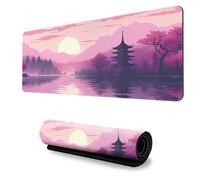 Hearda Anime Landscape Mouse Mat, Gaming Mouse Pad, Large Mouse Mat, Advanced Mousepad with Stitched Edges, Non-Slip Rubber Base Mouse Pads for Office & Home (800x300x3mm,Lake)