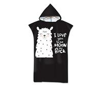 Hearda Beach Poncho with Hood for Swimming Surfing Diving, Microfiber Llama Print Surfing Towel, Unisex Quick-Drying Changing Robe Towel, One Size Fit All (black,110x75cm)