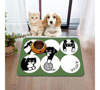 Hearda Bone Shape Large Pet Mats for Food Bowls,Cartoon Cat Style Absorbent Pet Feeding Mat Non Slip Diatomite Quick Dry Dog Bowl Water Dispenser Dog Cat Food Placemat (Cute Kitten,60x90cm)