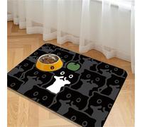 Hearda Bone Shape Large Pet Mats for Food Bowls,Cartoon Cat Style Absorbent Pet Feeding Mat Non Slip Diatomite Quick Dry Dog Bowl Water Dispenser Dog Cat Food Placemat (Black Kitten,50x80cm)