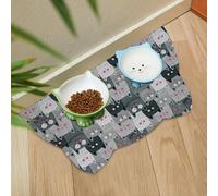Hearda Bone Shape Large Pet Mats for Food Bowls,Cartoon Cat Style Absorbent Pet Feeding Mat Non Slip Diatomite Quick Dry Dog Bowl Water Dispenser Dog Cat Food Placemat (Cartoon Cat,20x30cm)