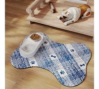 Hearda Bone Shape Large Pet Mats for Food Bowls, Vintage Style Absorbent Pet Feeding Mat Non Slip Diatomite Quick Dry Dog Bowl Water Dispenser Dog Cat Food Placemat (Blue,50x60cm)