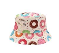 Hearda Bucket Hat Women Summer, Cotton Sun Fisherman Reversible Beach Hat for Everyday Traveling Outdoor Headwear (9,6 7/8-7 1/8,Doughnut)