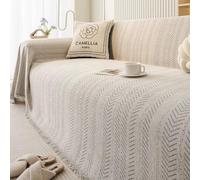Hearda Chenille Sofa Blanket Cover, Sofa Throws Large 1 2 3 4 5 Seater Modern Reversible Soft Throw Blanket with Tassels Couch Cover Universal Sofacover Furniture Protector (Gray,180x380cm)