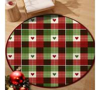 Hearda Christmas Eve Round Large Rug, Short Plush Rugs Living Room, Washable Non-Slip Round Carpet, Crystal Velvet Carpet for Bedroom Kitchen, Living Rooms, Bedroom (Green,120cm)