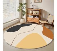 Hearda Colorful Nordic Geometric Pattern Rugs Living Room Non-Slip Round Large Rug 60-140cm, Velvet Washable Carpet Rugs, for Bedroom Kitchen,Living Rooms, Corridors (Beige,140cm)