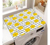 Hearda Colorful Polka Dot Washer and Dryer Top Protector Mat,Absorbent Washer Dryer Top Protector Mat Non-Slip Washing Machine Cover,for Kitchen Laundry Room Countertop Pad (Yellow,50x50cm)