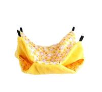 Hearda Double Layer Pet Cage Hammock, Hanging Bed for Rat Cage Small Animal, 2 Pieces Rabbit Pattern Soft Warm Hanging Beds Pet Hammock for Guinea Pig Parrot Ferret Squirrel (Yellow,35x35cm)