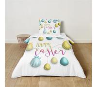 Hearda Egg Hunt Print Kids Single Duvet Cover Set, Comfortable Single Bedding Sets, Boys Girls Duvet Cover with Pillow Case, Bed Duvet Cover for All Season (White,220x240cm)