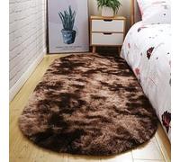 Hearda Fluffy Oval Rugs Living Room, Shaggy Rugs for Bedrooms Soft Thick Pile Plush Floor Mat with Non Slip Bottom Modern Kids Carpet Play Mat for Bedside Lounge (Coffee Color C,120x200cm)