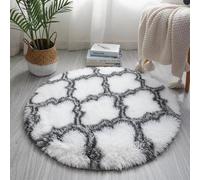 Hearda Fluffy Round Rugs for Bedrooms, Large Shaggy Rugs for Living Room Soft Thick Pile Plush Floor Mat with Non Slip Bottom European Style Modern Kids Carpet Play Mat (Four-Leaf Clover,80cm)