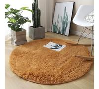 Hearda Fluffy Round Rugs for Bedrooms, Large Shaggy Rugs for Living Room Soft Thick Pile Plush Floor Mat with Non Slip Bottom Kids Carpet Play Mat for Bedside Kids Room (Camel Color A,100cm)