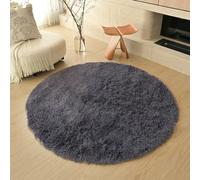 Hearda Fluffy Round Rugs Living Room, Shaggy Rugs for Bedrooms Soft Thick Pile Plush Floor Mat with Non Slip Bottom Modern Kids Carpet Play Mat for Bedside Kids Room (Dark Gray D,80cm)