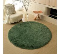 Hearda Fluffy Round Rugs Living Room, Shaggy Rugs for Bedrooms Soft Thick Pile Plush Floor Mat with Non Slip Bottom Modern Kids Carpet Play Mat for Bedside Kids Room (Dark Green D,100cm)