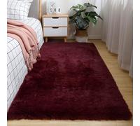 Hearda Fluffy Rugs for Bedrooms, Large Shaggy Rugs for Living Room Soft Thick Pile Plush Floor Mat with Non Slip Bottom Kids Carpet Play Mat for Bedside Kids Room (Burgundy E,50x80cm)