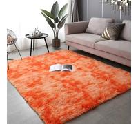 Hearda Fluffy Rugs for Bedrooms, Large Tie Dye Shaggy Rugs for Living Room Soft Thick Pile Plush Floor Mat with Non Slip Bottom Modern Kids Carpet Play Mat for Bedside (Orange B,40x60cm)