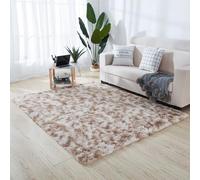 Hearda Fluffy Rugs for Bedrooms, Large Tie Dye Shaggy Rugs for Living Room Soft Thick Pile Plush Floor Mat with Non Slip Bottom Modern Kids Carpet Play Mat for Bedside (Camel Color B,40x60cm)