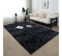 Hearda Fluffy Rugs for Bedrooms, Tie Dye Large Shaggy Rugs for Living Room Soft Thick Pile Plush Floor Mat with Non Slip Bottom Modern Kids Carpet Play Mat for Bedside (Dark Gray,40x60cm)