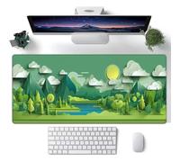 Hearda Gaming Mouse Mat, Large Mouse Mat, Abstract Medieval Style Mousepad with Stitched Edges, Non-Slip Rubber Base Mouse Pads, Desk Mat Home Desk Accessories for Office Home (Green 3,900x400x3mm)