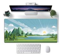 Hearda Gaming Mouse Mat, Large Mouse Mat, Abstract Medieval Style Mousepad with Stitched Edges, Non-Slip Rubber Base Mouse Pads, Desk Mat Home Desk Accessories for Office Home (Green 1,600x300x3mm)