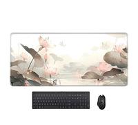 Hearda Gaming Mouse Mat, Retro Lotus Pattern Large Mouse Mat, Mousepad with Stitched Edges, Non-Slip Rubber Base Mouse Pads, Desk Mat, Home Desk Accessories for Office & Home (Pink 3,800x300x3mm)