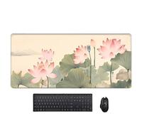 Hearda Gaming Mouse Mat, Retro Lotus Pattern Large Mouse Mat, Mousepad with Stitched Edges, Non-Slip Rubber Base Mouse Pads, Desk Mat, Home Desk Accessories for Office & Home (Pink 2,800x300x3mm)