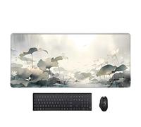 Hearda Gaming Mouse Mat, Retro Lotus Pattern Large Mouse Mat, Mousepad with Stitched Edges, Non-Slip Rubber Base Mouse Pads, Desk Mat, Home Desk Accessories for Office & Home (Gray,700x300x3mm)